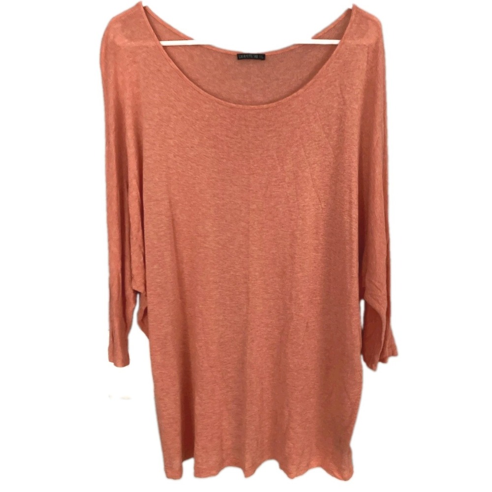 Lafayette 148 New York Shirt Women 1X-2X Orange Viscose Dolman Sleeve Tunic Top